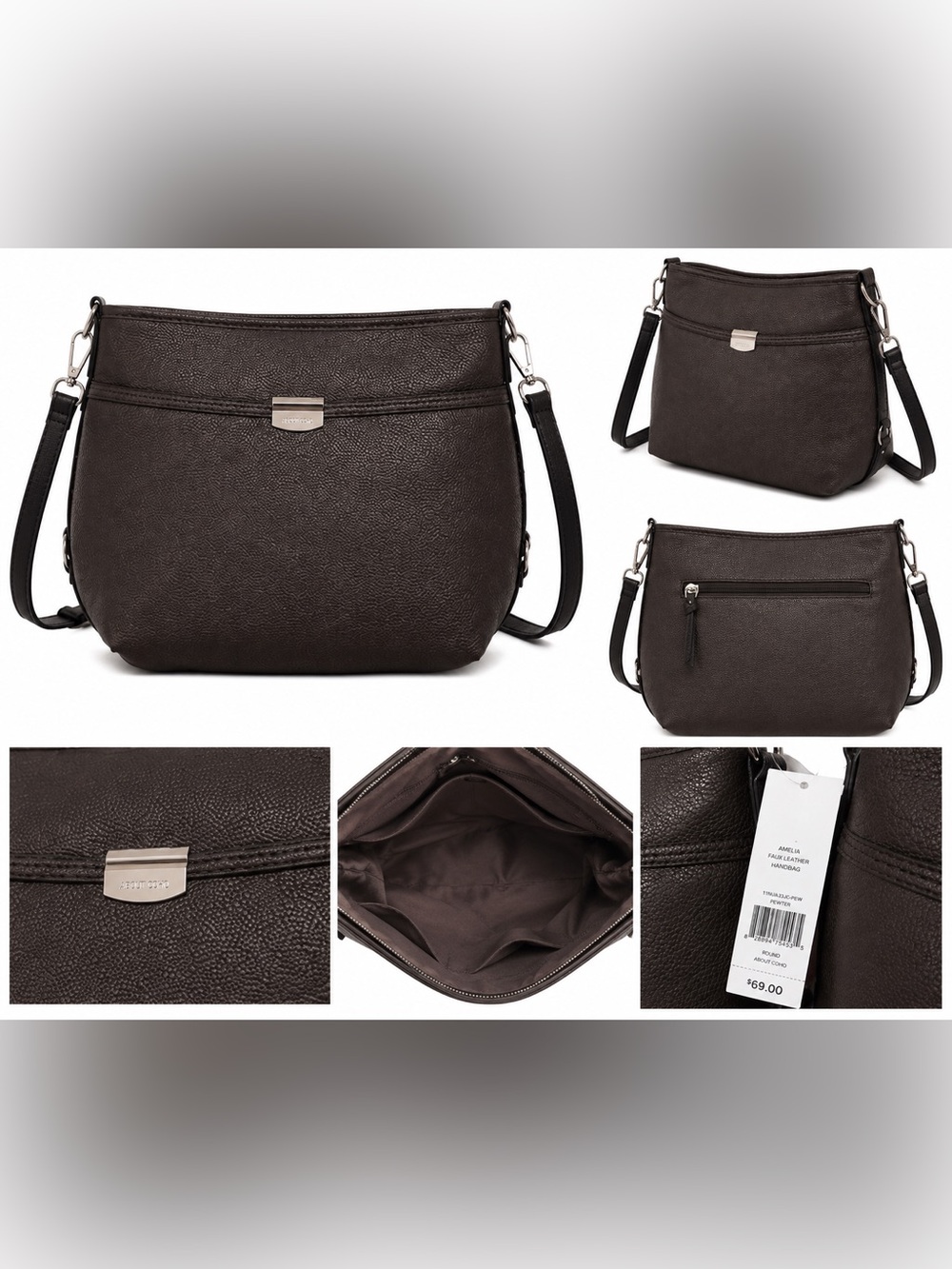 Rosetti Dark Brown Shoulder Bag with Silver Accent